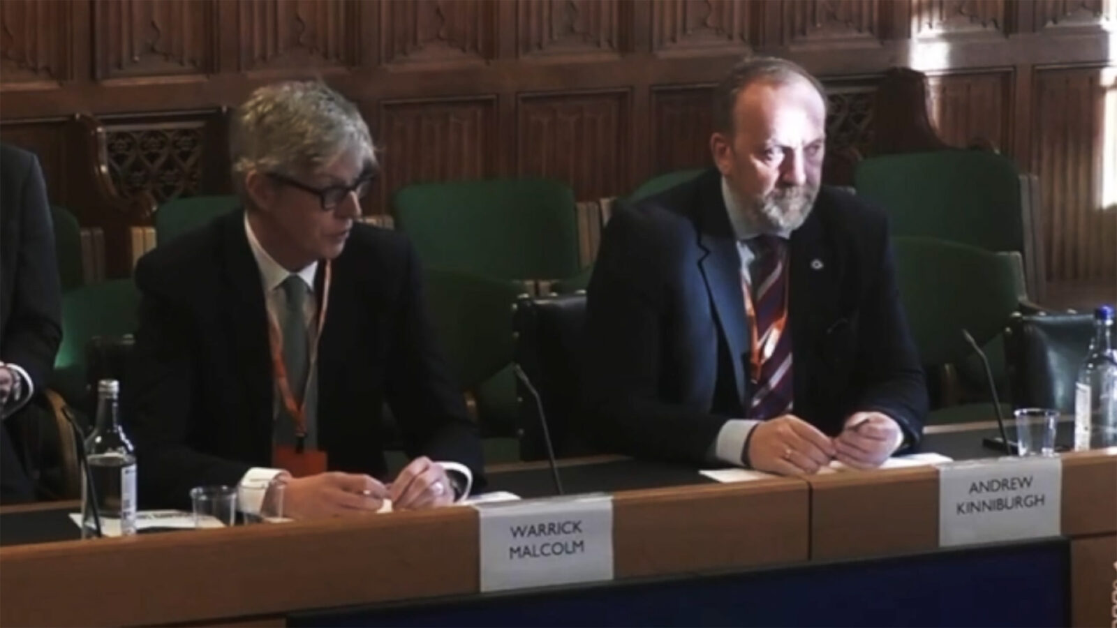 Andrew Kinniburgh, Director-General of Make UK Defence and Warrick Malcolm, Director at ADS Scotland address the Scottish Affairs Committee
